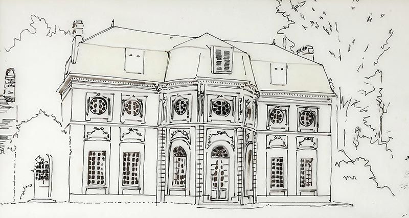 Image de la façade du chareau de bagatelle dans sa version de 1786